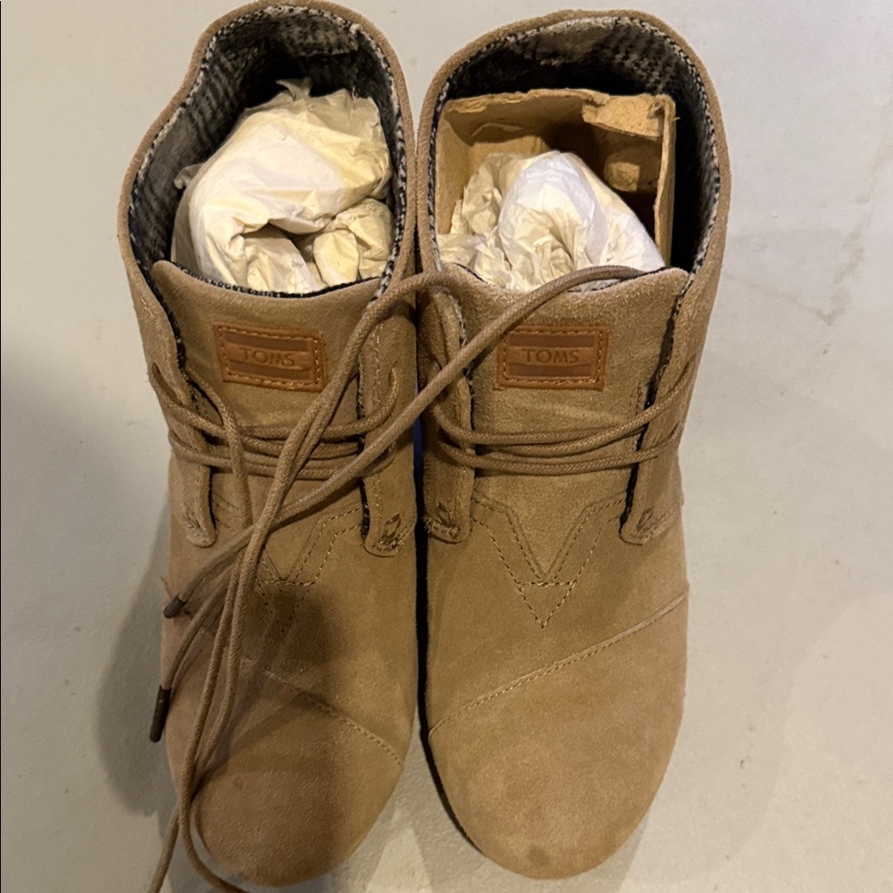 TOMS Brown Suede Lace-Up Boots - Picture 5 of 5